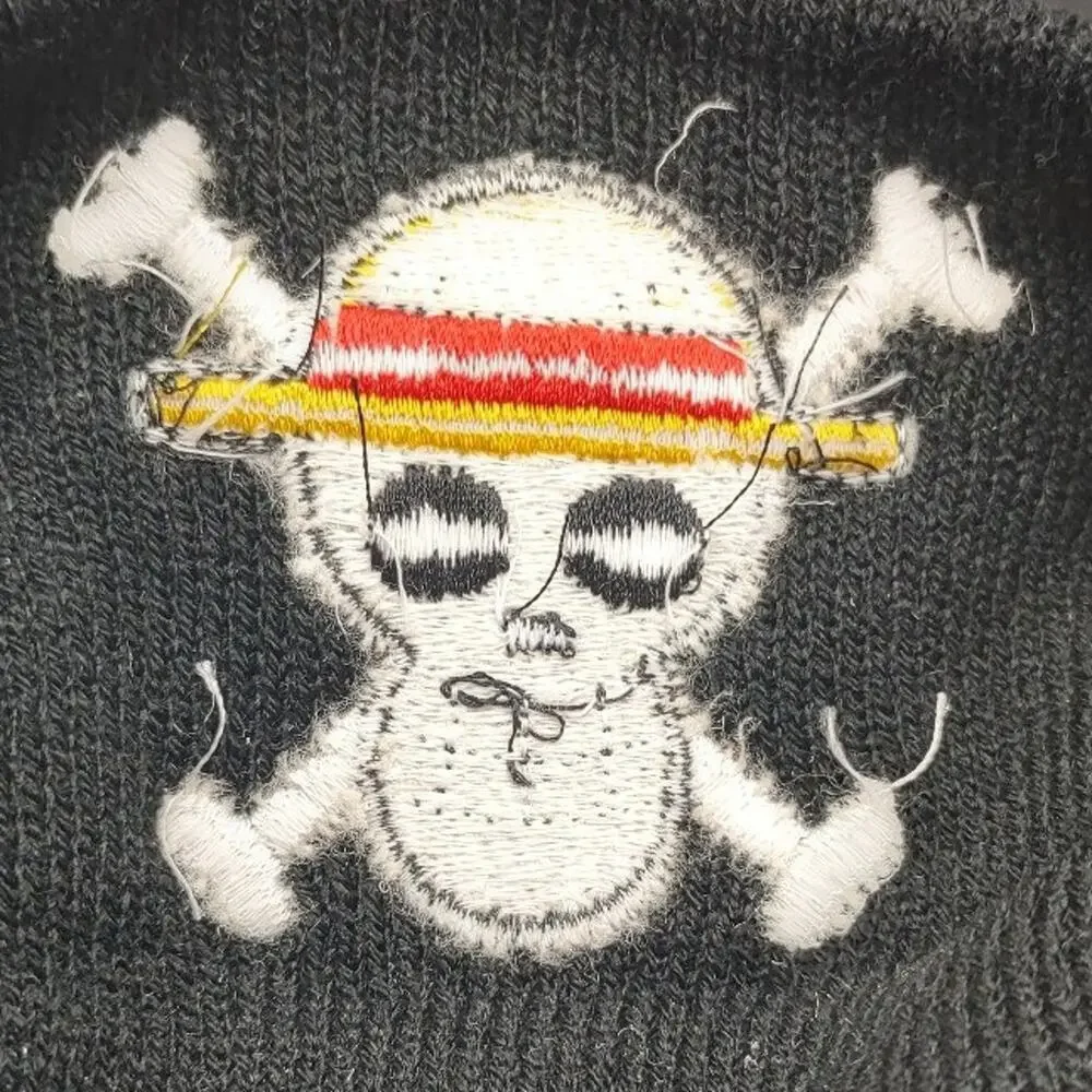 Black One Piece Anime Beanie Hat Skull Luffy Knitted Cosplay Anime Headwear NEW! - Picture 3 of 3